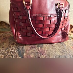 Vintage Etienne Aigner Woven Brown Leather Satchel